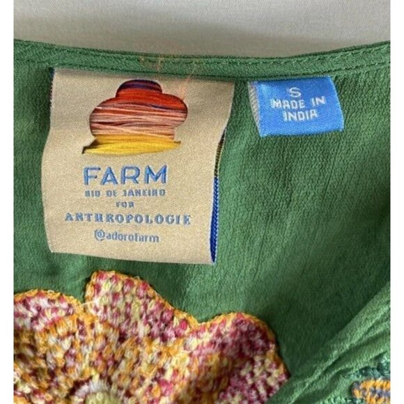 Farm Rio Green Jessalyn Embroidered Dress, Size Small, Bohemian Boho Flowy - Picture 6 of 8